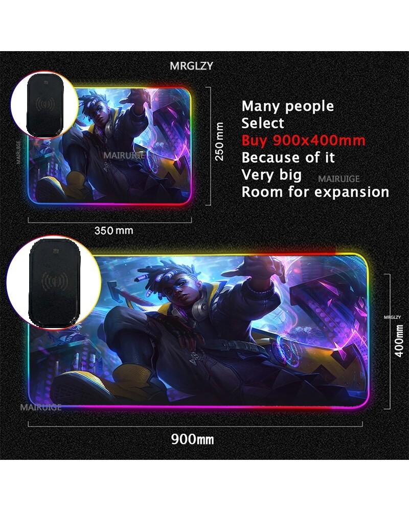 RGB Wireless Charging LED Arcane Mouse Pad Ekko Game Accessories Charger Mat Gaming MousePad Typec League of Legends Carpet R...