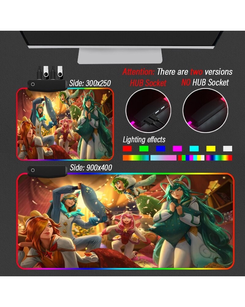 League of Legends Collection 3 Mouse Pad Anime Gaming RGB LOL Mat 4 Port USB Customized Mousepad $8.34 RGB Mouse Pads